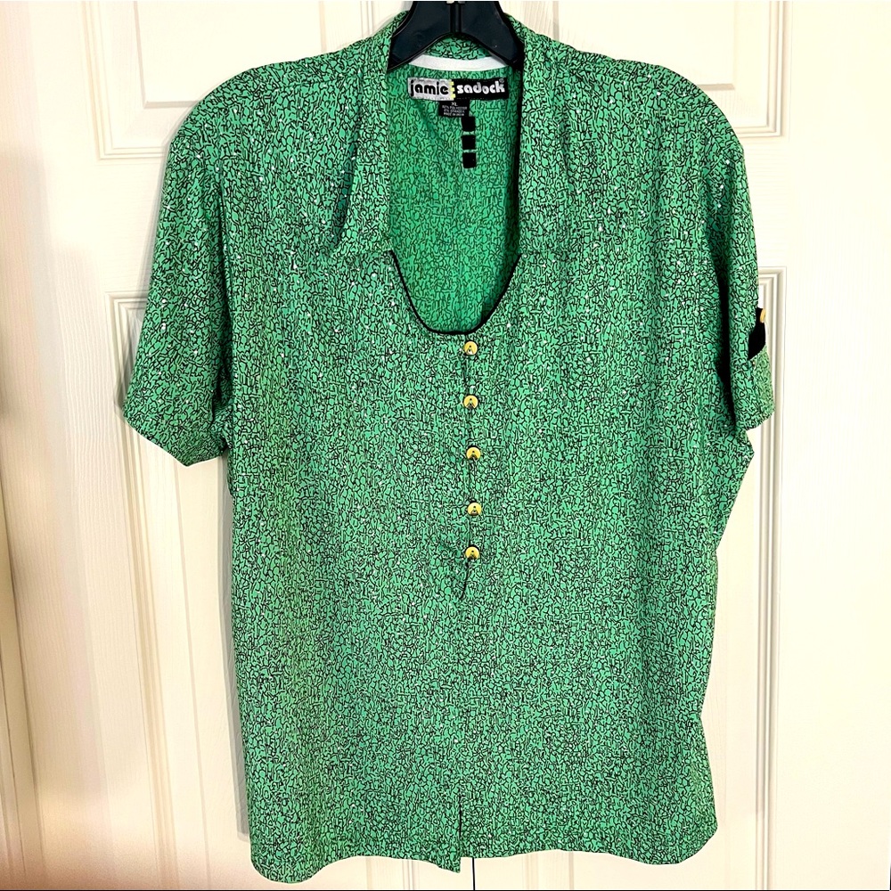 Jamie Sadock Green Glittery Shirt, EUC, Size XL